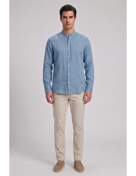 North Sails camicia con collo coreano in lino 664438 [a20f0ea1]