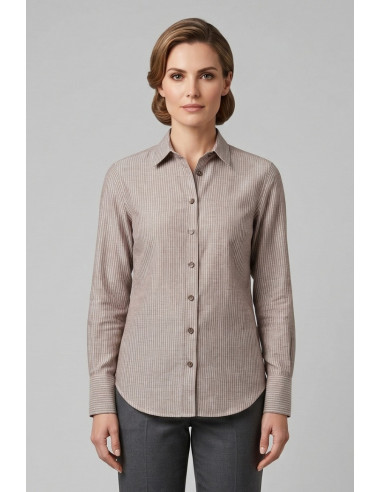 Markup camicia over rigata in misto cotone e lino MW1630010 [6890a5e5]