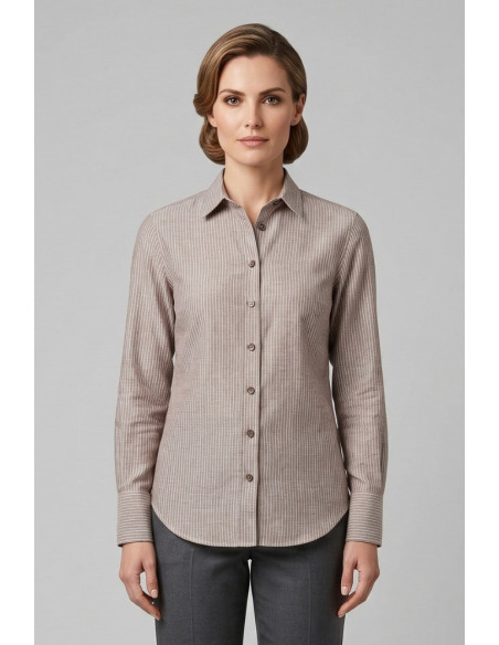Markup camicia over rigata in misto cotone e lino MW1630010 [6890a5e5]