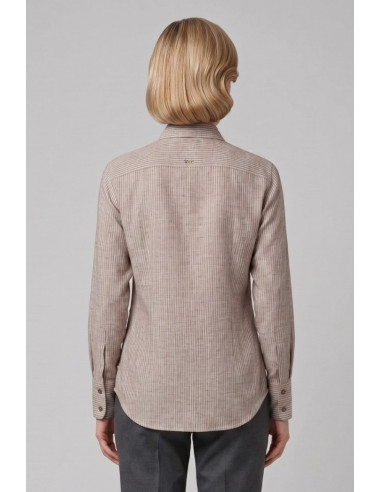 Markup camicia over rigata in misto cotone e lino MW1630010 [b1b6e6e8]