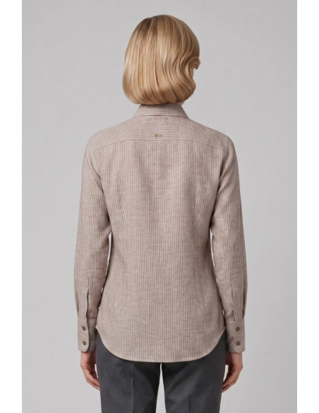 Markup camicia over rigata in misto cotone e lino MW1630010 [b1b6e6e8]