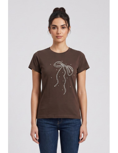 PDK t-shirt in jersey con perle e strass 056924 [4b96675a]
