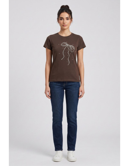 PDK t-shirt in jersey con perle e strass 056924 [25ade553]