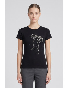 PDK t-shirt in jersey con perle e strass 056924 [3996723d]