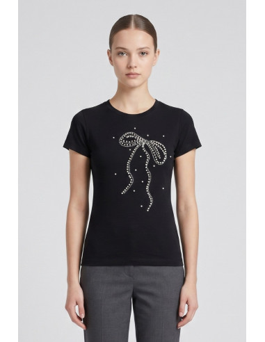 PDK t-shirt in jersey con perle e strass 056924 [3996723d]
