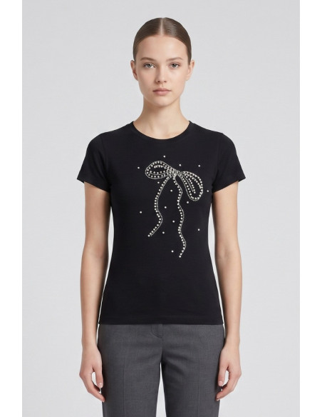 PDK t-shirt in jersey con perle e strass 056924 [3996723d]