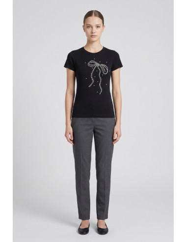 PDK t-shirt in jersey con perle e strass 056924 [57adf034]