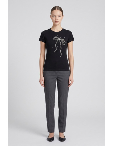 PDK t-shirt in jersey con perle e strass 056924 [57adf034]