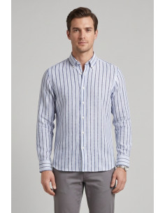 North Sails camicia botton down in lino a righe 664456 [bc6bd460]