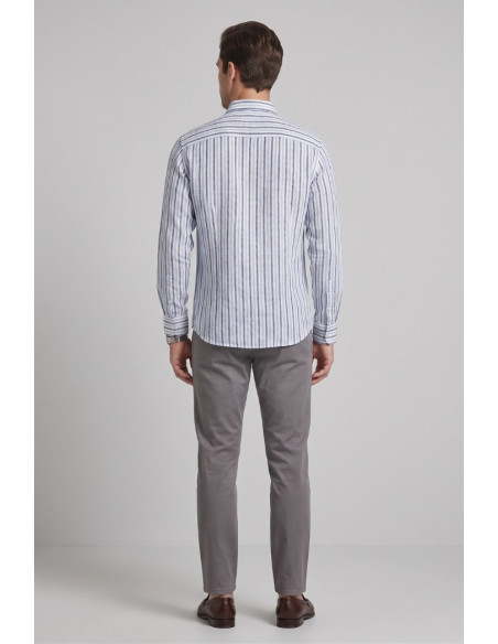 North Sails camicia botton down in lino a righe 664456 [654d976d]