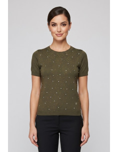Fresh Flower maglia girocollo mezza manica con applicazioni FD469 [fe5078bc]