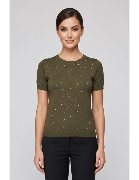 Fresh Flower maglia girocollo mezza manica con applicazioni FD469 [fe5078bc]