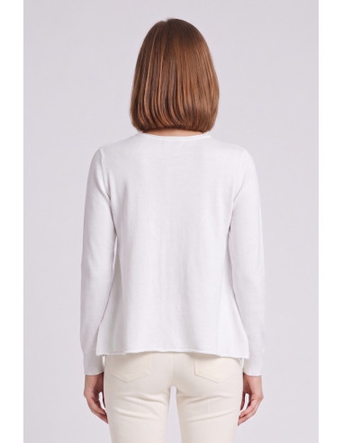 Fresh Flower maglia girocollo con spacchi taglio vivo FD452 [c953b0d3]