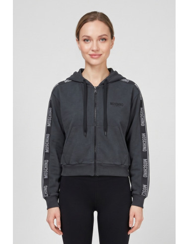 Moschino felpa cappuccio da donna con bande logate v6a1709-4436 [5ac64da7]