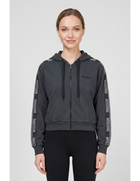 Moschino felpa cappuccio da donna con bande logate v6a1709-4436 [5ac64da7]