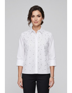 Fresh Flower camicia da donna in popeline di cotone con strass fd625 [f04053b2]