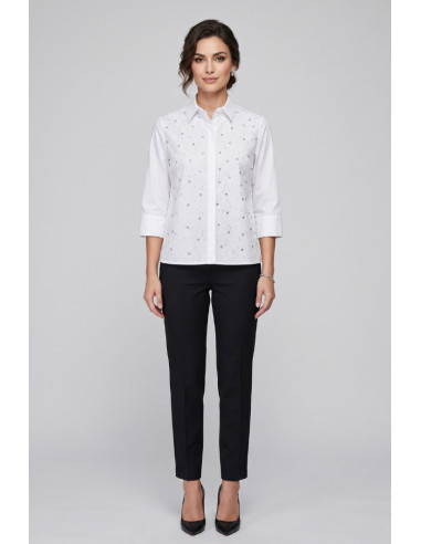 Fresh Flower camicia da donna in popeline di cotone con strass fd625 [9e7bd1bb]