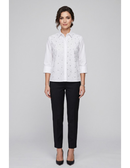 Fresh Flower camicia da donna in popeline di cotone con strass fd625 [9e7bd1bb]