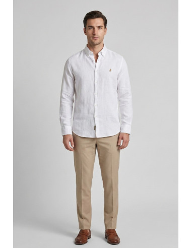 MCS camicia botton down in lino con logo ricamato 14MSH200-02608 [a6157fc2]
