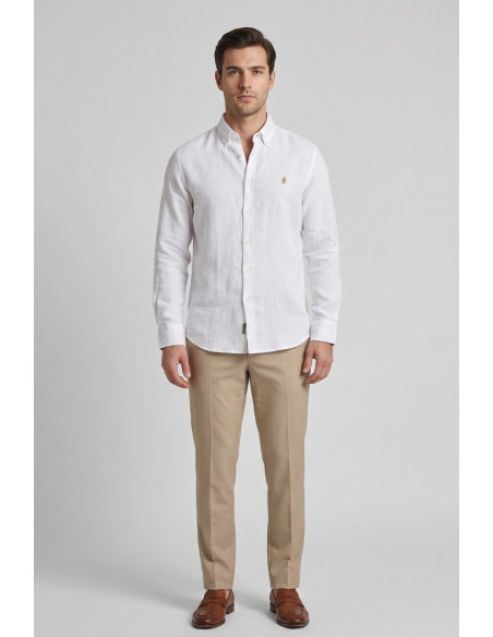 MCS camicia botton down in lino con logo ricamato 14MSH200-02608 [a6157fc2]