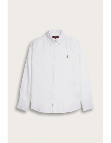 MCS camicia botton down in lino con logo ricamato 14MSH200-02608 [a34538dc]