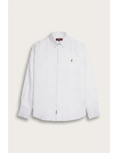 MCS camicia botton down in lino con logo ricamato 14MSH200-02608 [a34538dc]