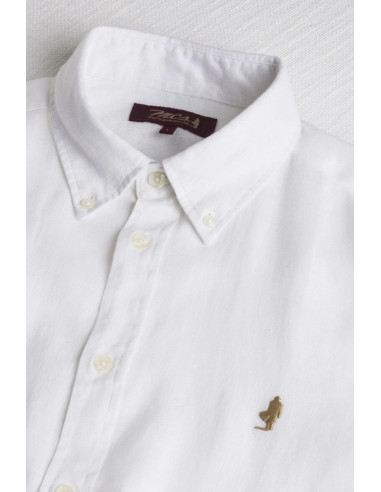MCS camicia botton down in lino con logo ricamato 14MSH200-02608 [cd7ebad5]