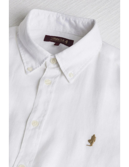 MCS camicia botton down in lino con logo ricamato 14MSH200-02608 [cd7ebad5]