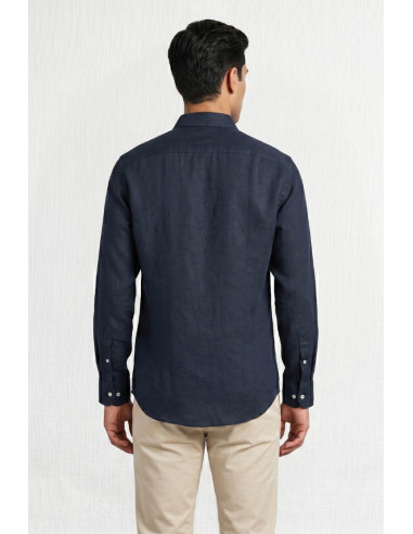 MCS camicia botton down in lino con logo ricamato 14MSH200-02608 [8a1604c0]