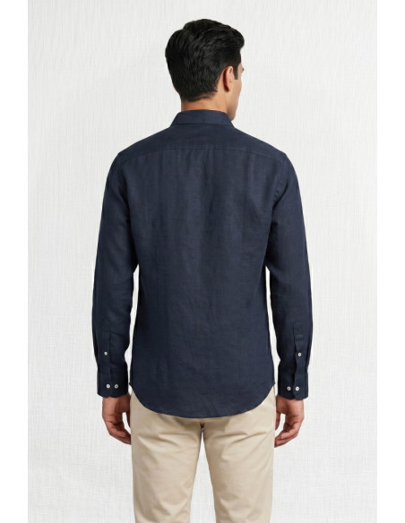 MCS camicia botton down in lino con logo ricamato 14MSH200-02608 [8a1604c0]