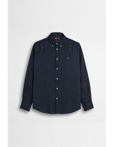 MCS camicia botton down in lino con logo ricamato 14MSH200-02608 [385b82da]
