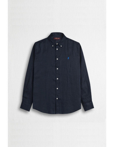 MCS camicia botton down in lino con logo ricamato 14MSH200-02608 [385b82da]