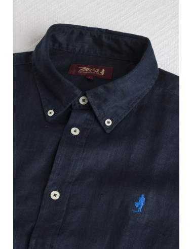 MCS camicia botton down in lino con logo ricamato 14MSH200-02608 [566000d3]