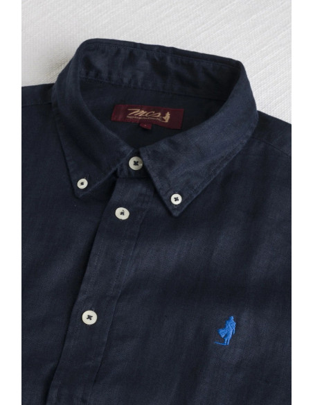 MCS camicia botton down in lino con logo ricamato 14MSH200-02608 [566000d3]
