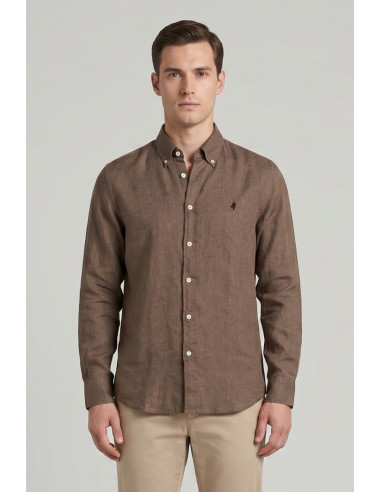 MCS camicia botton down in lino con logo ricamato 14MSH200-02608 [912c5020]