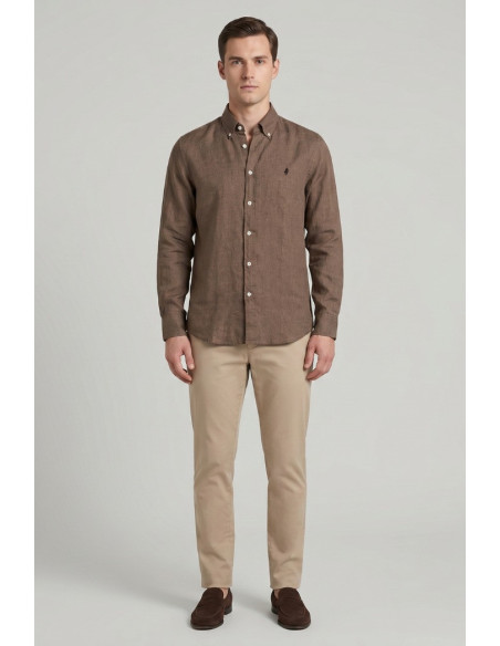 MCS camicia botton down in lino con logo ricamato 14MSH200-02608 [ff17d229]