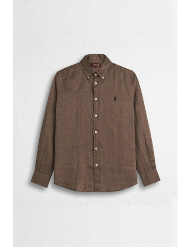 MCS camicia botton down in lino con logo ricamato 14MSH200-02608 [fa479537]