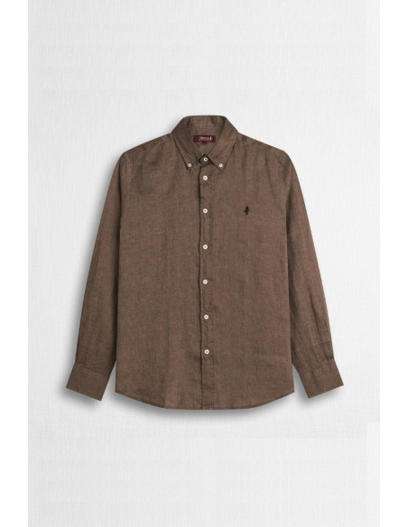 MCS camicia botton down in lino con logo ricamato 14MSH200-02608 [fa479537]