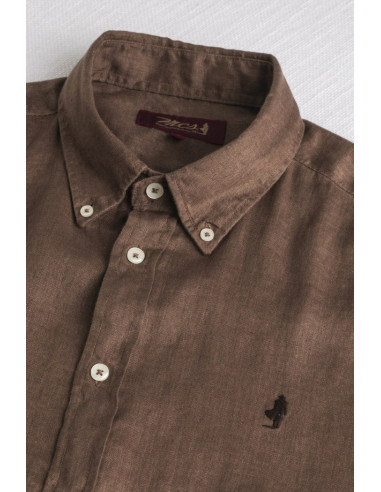 MCS camicia botton down in lino con logo ricamato 14MSH200-02608 [947c173e]