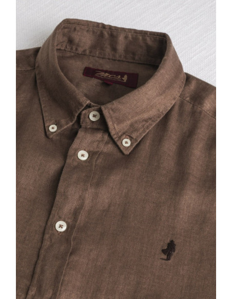MCS camicia botton down in lino con logo ricamato 14MSH200-02608 [947c173e]