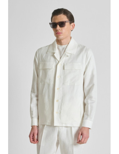 Antony Morato camicia regular in viscosa e lino slub Antigua MMSL00794-FA900135 [74170662]