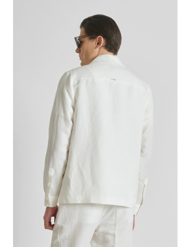 Antony Morato camicia regular in viscosa e lino slub Antigua MMSL00794-FA900135 [1a2c846b]