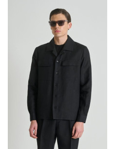 Antony Morato camicia regular in viscosa e lino slub Antigua MMSL00794-FA900135 [29d6f523]