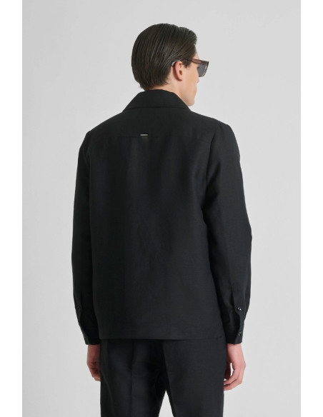 Antony Morato camicia regular in viscosa e lino slub Antigua MMSL00794-FA900135 [47ed772a]