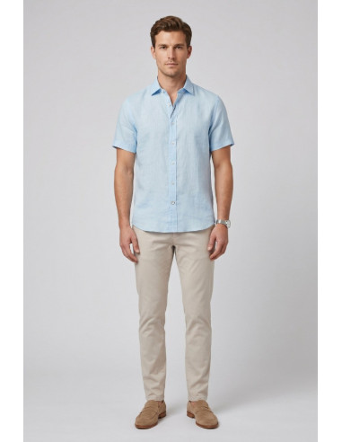 Markup camicia in lino mezza manica MK13005 [e38b31c4]