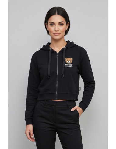 Moschino felpa cropped con zip e stampa orso V6A1706-4409 [c24db1ba]