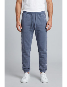 Moschino pantalone in felpa delavè con bande logate V1A6806-4436 [5f39ccb1]