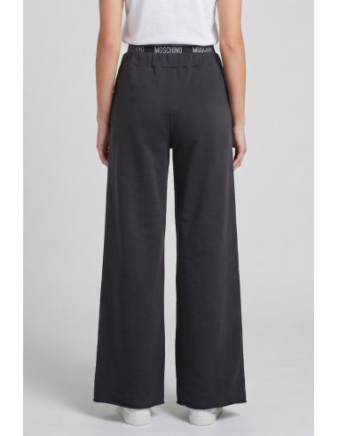 Moschino pantapalazzo in cotone stretch con elastico logato V6A6810-4436 [5b61f847]