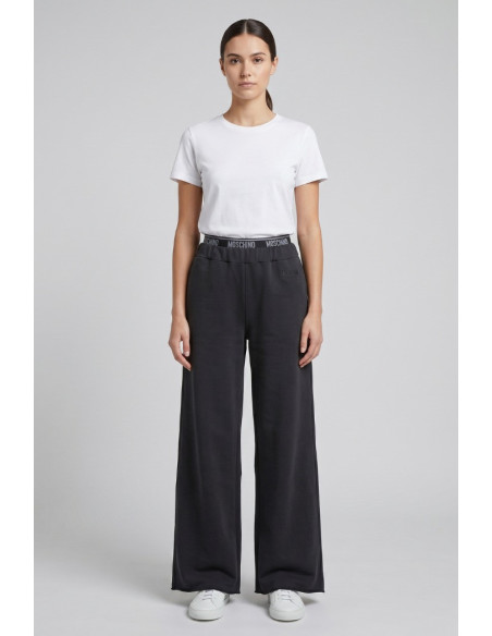 Moschino pantapalazzo in cotone stretch con elastico logato V6A6810-4436 [ec7c3943]