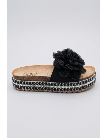 Solo Soprani ciabatta con maxi fiore Dona SSW619N22 [debd2842]